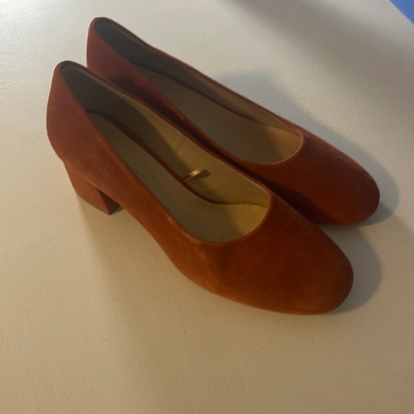 Zara pink/red shoes block heel peel off plastic still on bottom never worn - Picture 1 of 4